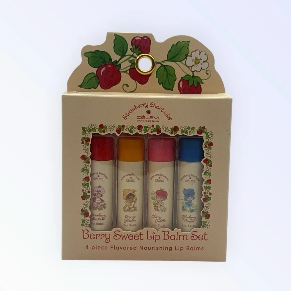 Strawberry Shortcake‎ Berry Sweet Lip Balm Set 4pc Flavored Lip Care NIB